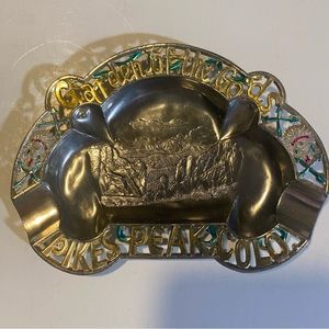 Garden of the gods, Colorado vintage painted tin ashtray, GUC 5 1/2”x4”x1/2”